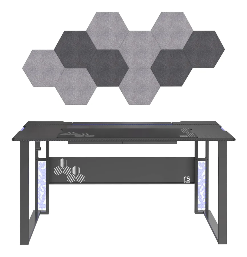 RS Gaming Mergence 60-inch RGB gaming desk with acoustic panels